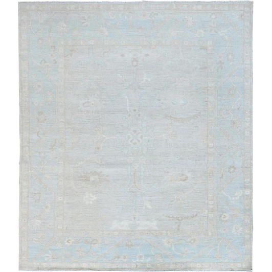 Oushak And Peshawar Wool Hand Knotted Rug Grey Blue 8.2X9.6 -O086512