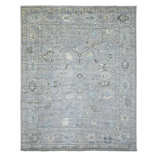 Oushak And Peshawar Wool Hand Knotted Rug Grey Gray 8.1X10.4 -O071839