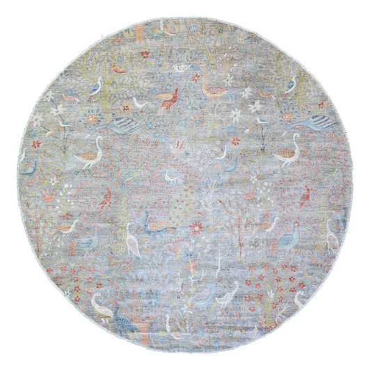 Oushak And Peshawar Wool Hand Knotted Rug Grey No Border 10.0X10.0 -O073926