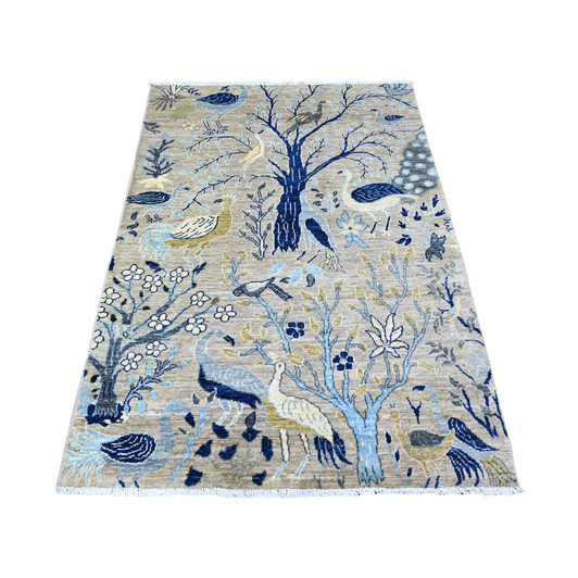 Oushak And Peshawar Wool Hand Knotted Rug Grey No Border 4.1X5.10 -O088227