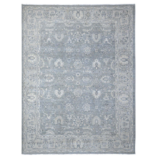 Oushak And Peshawar Wool Hand Knotted Rug Grey Silver 8.9X11.6 -O088982