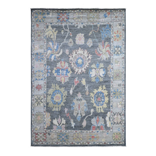 Oushak And Peshawar Wool Hand Knotted Rug Grey Silver Gray 5.11X8.8 -O089124