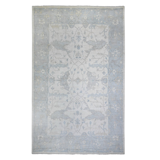 Oushak And Peshawar Wool Hand Knotted Rug Ivory Gray 10.0X15.10 -O074932