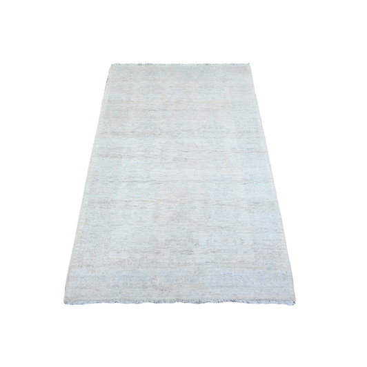 Oushak And Peshawar Wool Hand Knotted Rug Ivory Gray 2.11X4.10 -O074468