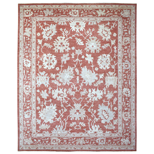 Oushak And Peshawar Wool Hand Knotted Rug Red Red 11.9X14.9 -O068145