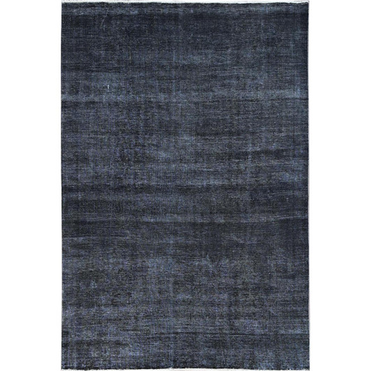 Overdyed & Vintage Wool Hand Knotted Rug Black Black 6.3X9.3 -O086927