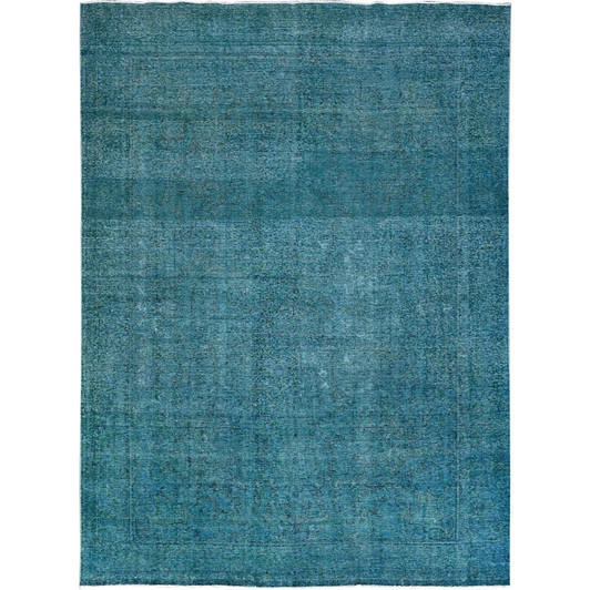 Overdyed & Vintage Wool Hand Knotted Rug Blue Blue 9.4X12.7 -O086928