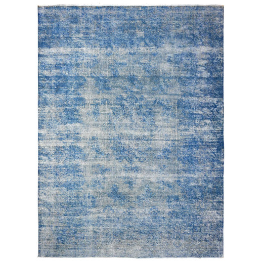 Overdyed & Vintage Wool Hand Knotted Rug Blue Blue 9.5X12.10 -O089451