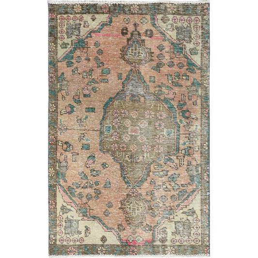 Overdyed & Vintage Wool Hand Knotted Rug Brown Brown 3.0X4.5 -O082788