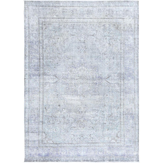 Overdyed & Vintage Wool Hand Knotted Rug Grey Blue 6.9X9.10 -O085397