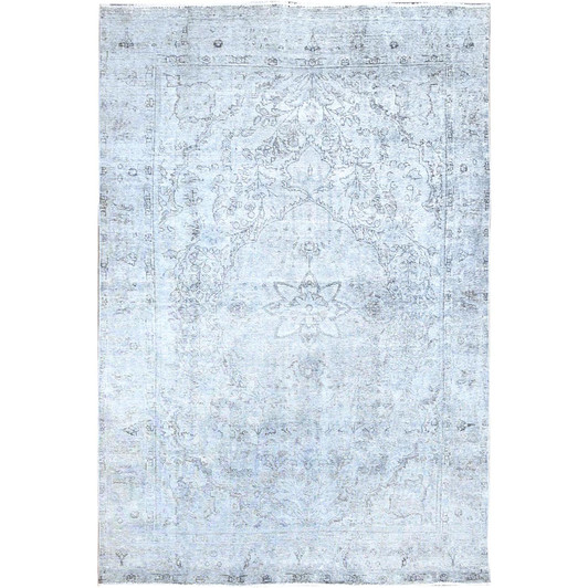 Overdyed & Vintage Wool Hand Knotted Rug Grey Gray 5.11X8.10 -O086937
