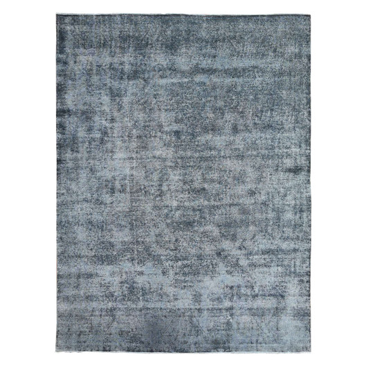 Overdyed & Vintage Wool Hand Knotted Rug Grey Gray 9.3X12.6 -O089653
