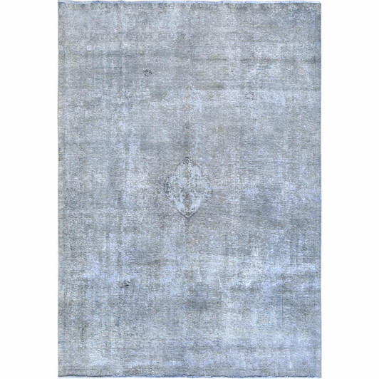 Overdyed & Vintage Worn Wool Hand Knotted Rug Grey No Border 7.9X11.0 -O061203