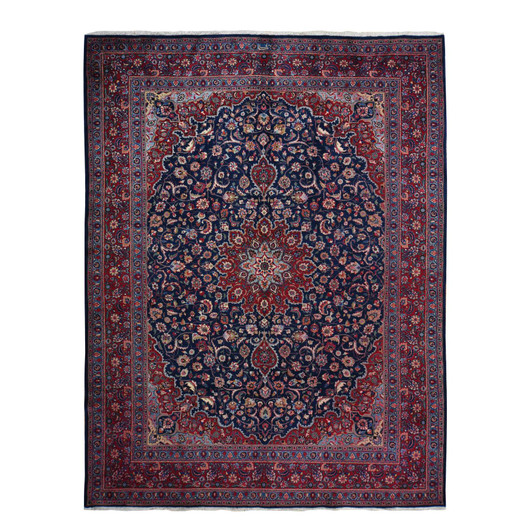 Persian Wool Hand Knotted Rug Blue Red 9.7X12.7 -O078309