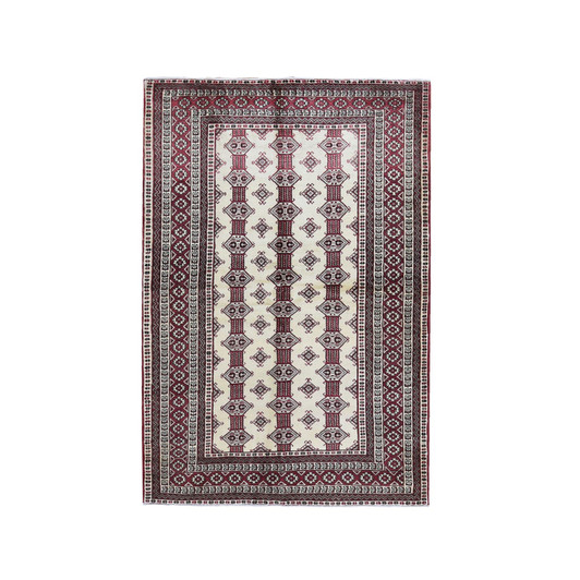 Persian Wool Hand Knotted Rug Ivory Red 4.6X7.0 -O059636
