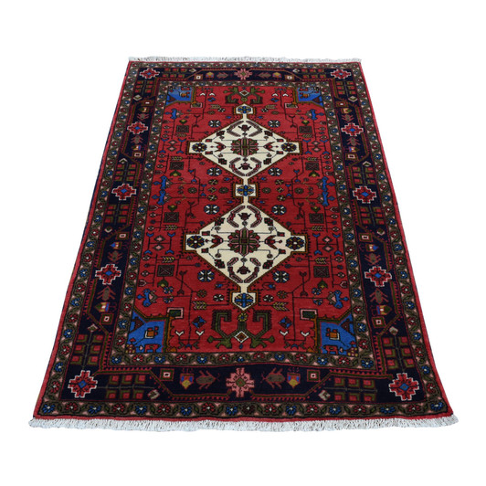 Persian Wool Hand Knotted Rug Red Blue 3.2X5.2 -O087551
