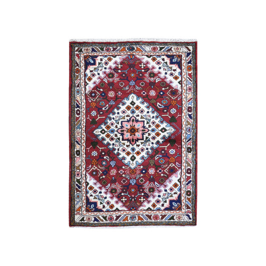 Persian Wool Hand Knotted Rug Red Ivory 3.6X5.3 -O059678