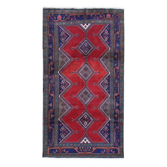 Persian Wool Hand Knotted Rug Red Navy Blue 5.1X10.4 -O059863