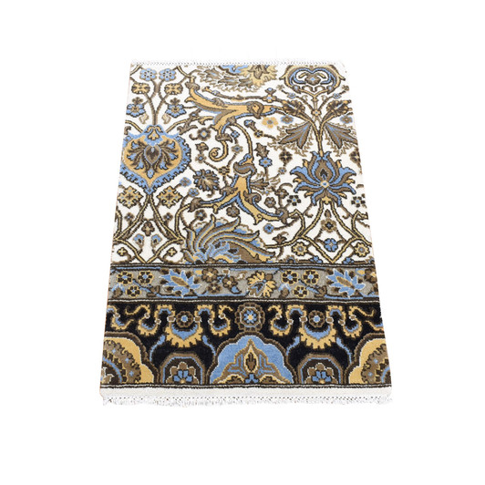 Rajasthan Wool Hand Knotted Rug Ivory No Border 2.0X3.2 -O080612