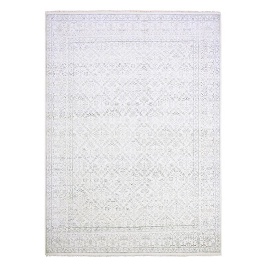 Transitional Cotton Hand Knotted Rug Ivory Ivory 9.1X11.10 -O075217