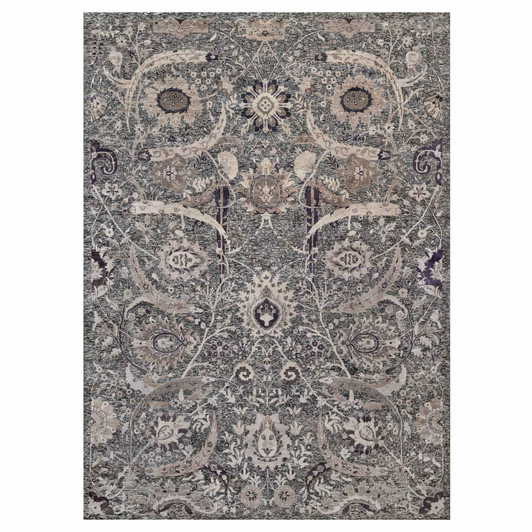 Transitional Wool & Silk Hand Knotted Rug Brown No Border 9.11X13.10 -O090948