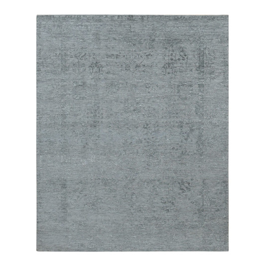 Transitional Wool & Silk Hand Knotted Rug Grey No Border 8.0X10.0 -O087699