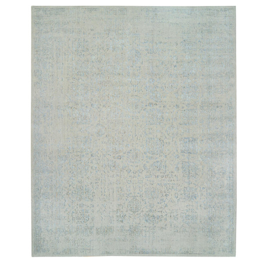 Transitional Wool & Silk Hand Loomed Rug Blue No Border 12.0X15.1 -O064604