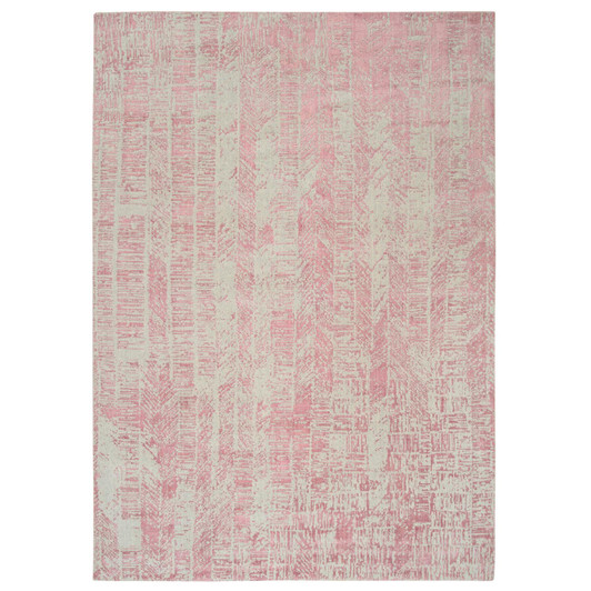 Transitional Wool & Silk Hand Loomed Rug Pink No Border 9.0X11.9 -O064809