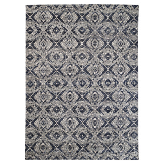 Tribal & Geometric Wool Hand Knotted Rug Black No Border 9.0X12.0 -O062200