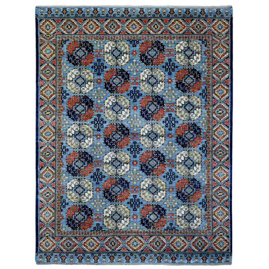 Tribal & Geometric Wool Hand Knotted Rug Blue Blue 9.8X12.4 -O070321