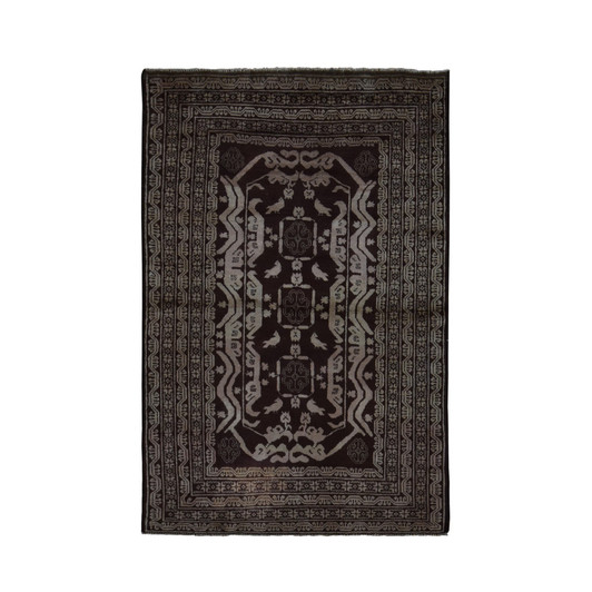 Tribal & Geometric Wool Hand Knotted Rug Brown Brown 4.0X6.8 -O078003