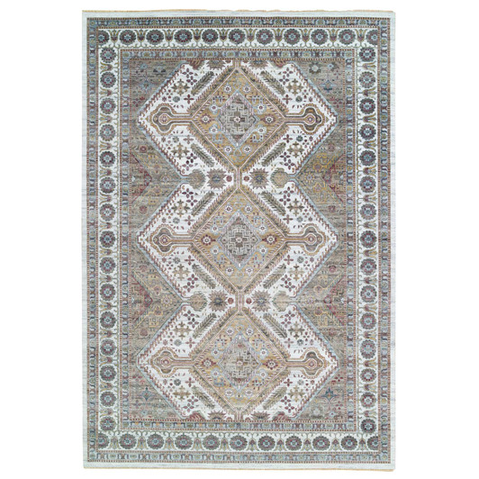 Tribal & Geometric Wool Hand Knotted Rug Ivory Ivory 12.0X17.10 -O065621