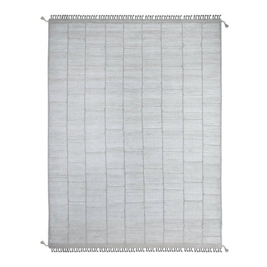 Tribal & Geometric Wool Hand Knotted Rug Ivory No Border 8.0X10.7 -O089191