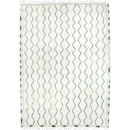 Tribal & Geometric Wool Hand Knotted Rug Ivory No Border 8.2X10.5 -O082981