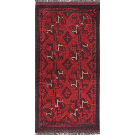 Tribal & Geometric Wool Hand Knotted Rug Red Red 1.9X3.5 -O085149