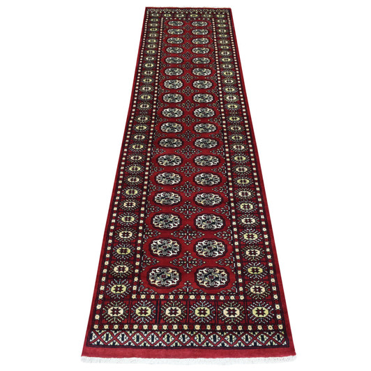 Tribal & Geometric Wool Hand Knotted Rug Red Red 2.4X9.8 -O069452