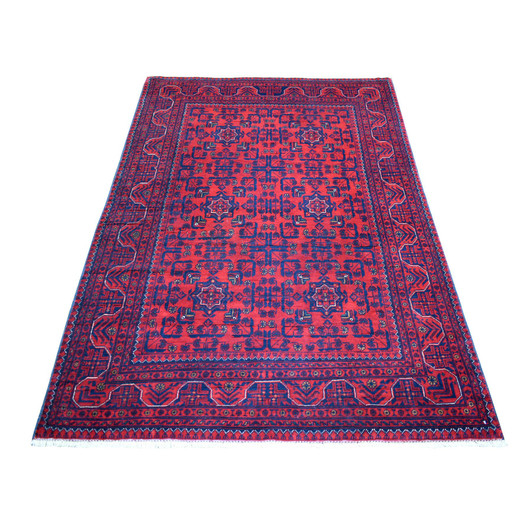 Tribal & Geometric Wool Hand Knotted Rug Red Red 4.4X6.3 -O071798