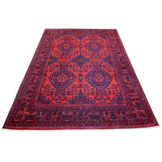 Tribal & Geometric Wool Hand Knotted Rug Red Red 5.6X7.8 -O071773