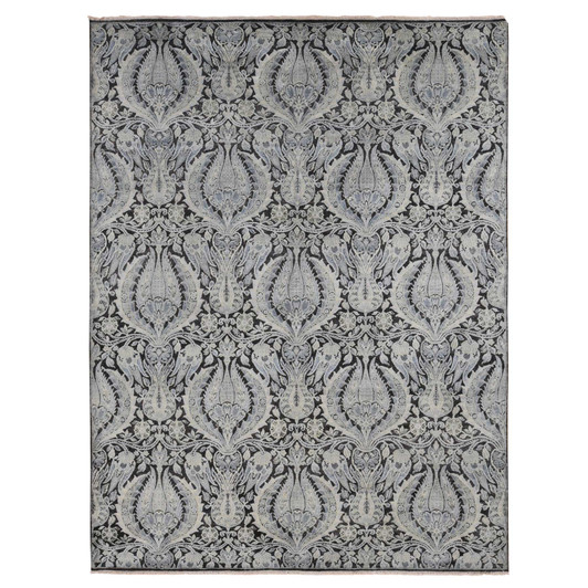 Wool and Silk Wool & Silk Hand Knotted Rug Grey No Border 9.0X12.2 -O087072