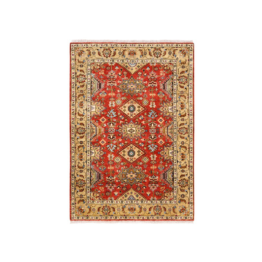 Heriz Wool Hand Knotted Rug Red 4.1x6.0 -O062651