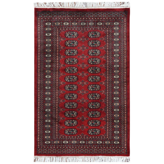 Tribal & Geometric Wool Hand Knotted Rug Red 3.1x4.10 -O061382