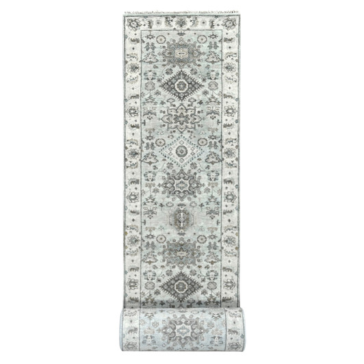 Heriz Wool Hand Knotted Rug Grey 2.7x25.10 -O084731