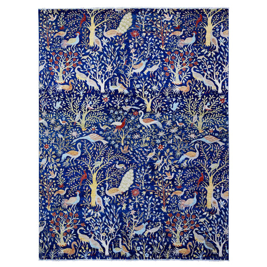 Oushak And Peshawar Wool Hand Knotted Rug Blue 10.1x13.2 -O088309