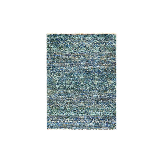 Modern and Contemporary Wool Hand Knotted Rug Green 2.0x3.0 -O079836