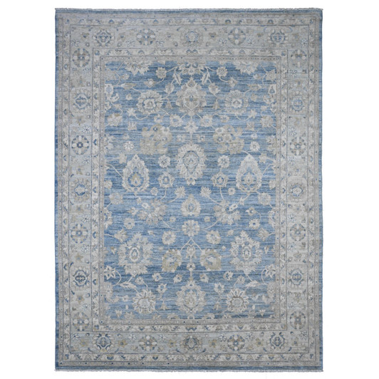 Oushak And Peshawar Wool Hand Knotted Rug Blue 8.9x11.11 -O089486