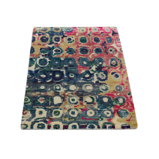 Modern and Contemporary Sari Silk Hand Knotted Rug Blue 2.0x3.2 -O078359