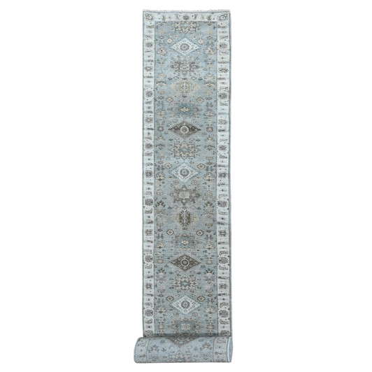 Heriz Wool Hand Knotted Rug Grey 2.9x21.9 -O010111