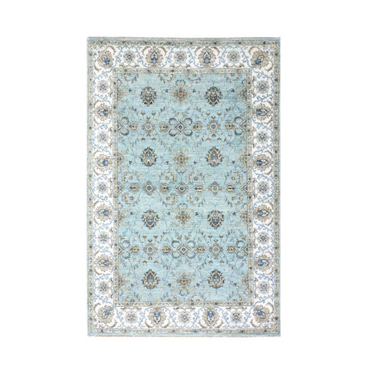 Oushak And Peshawar Wool Hand Knotted Rug Blue 5.11x9.1 -O076137