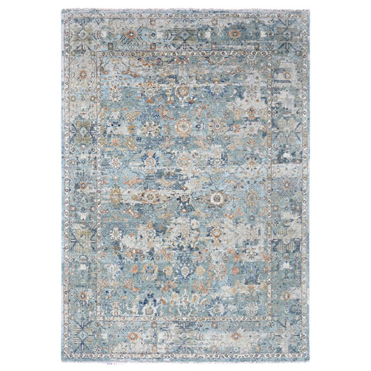 Oushak And Peshawar Wool Hand Knotted Rug Grey 8.10x11.10 -O010166