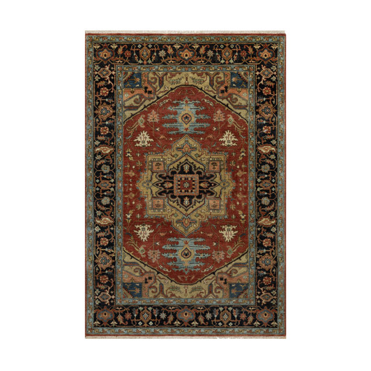 Heriz Wool Hand Knotted Rug Red 4.1x6.1 -O091233